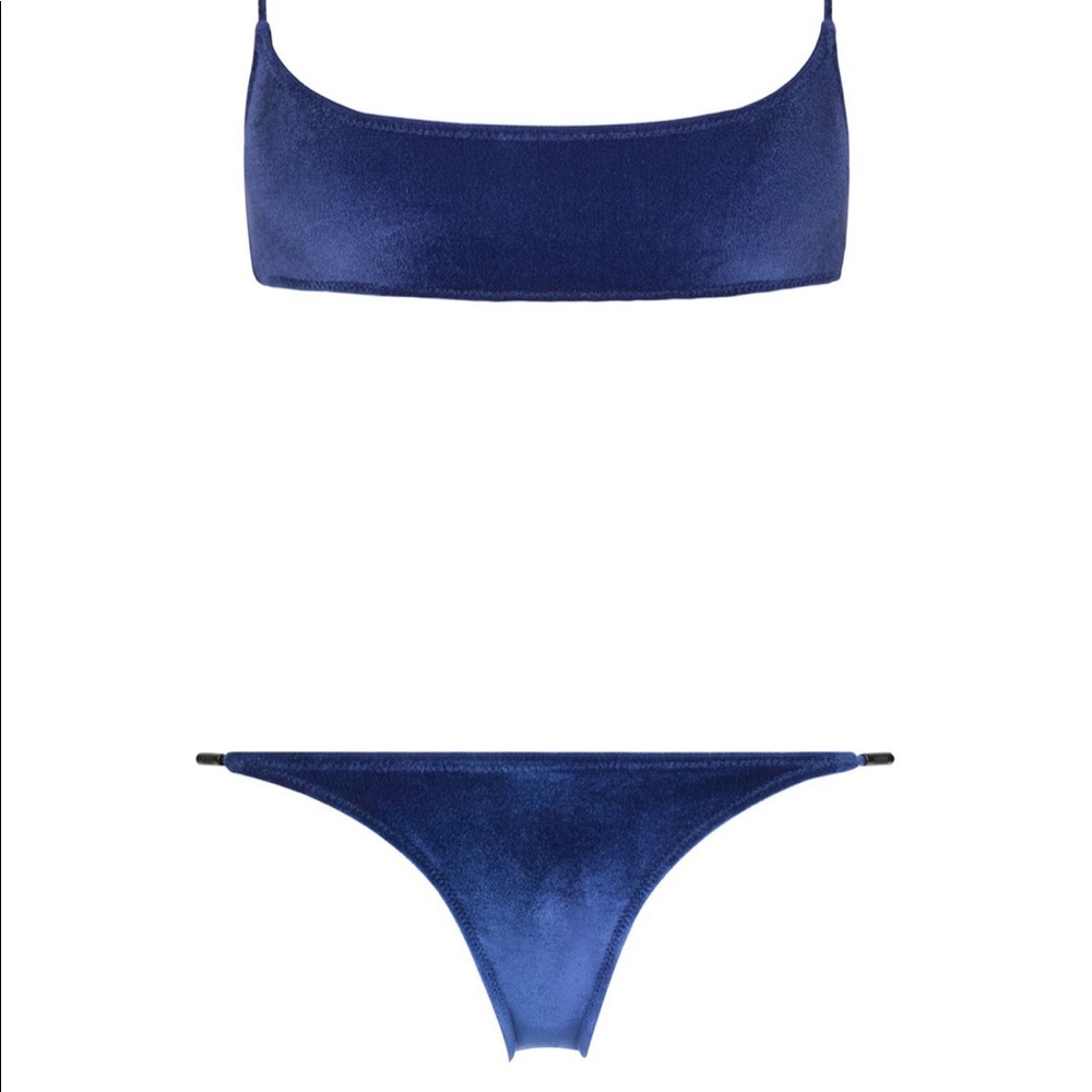 TRIANGLE VELVET NAVY BIKINI